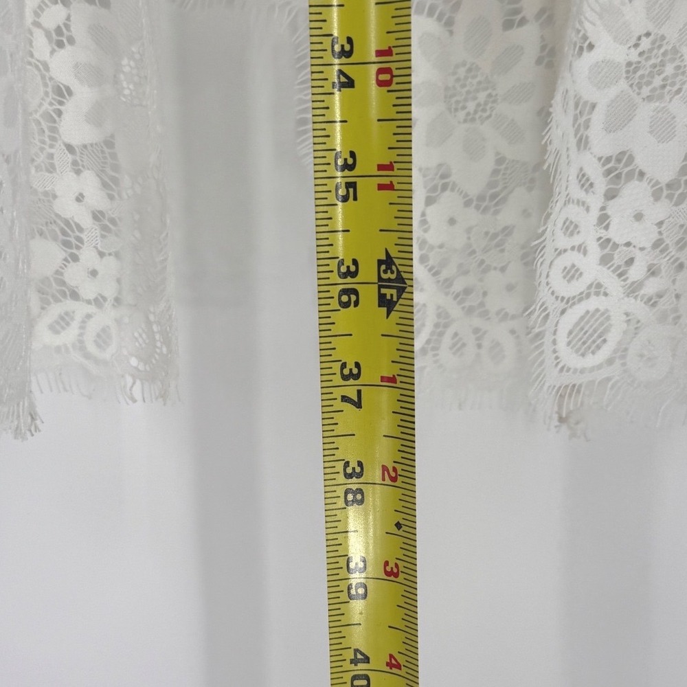 For‎ Love and Lemons White Lace Midi Dress Deep V Neck Size M Sheer Fairy Bride - Picture 15 of 16